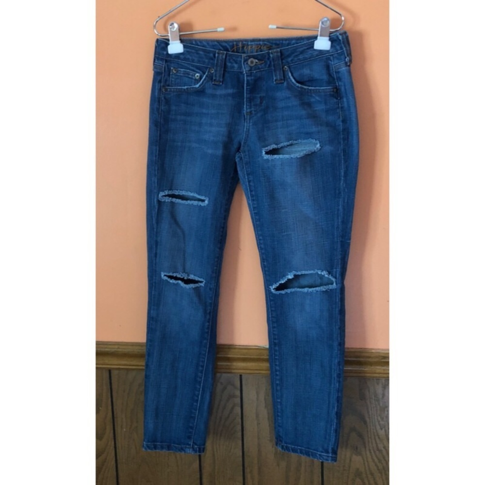 Hippie Distressed Skinny Ankle Jeans